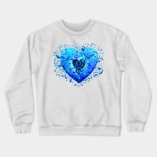 Shattering Ice Blue Heart Crewneck Sweatshirt